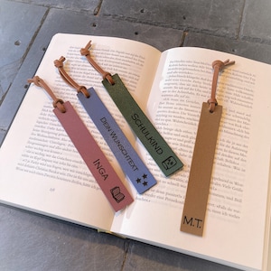 Bookmark made of PU leather, customizable, desired engraving, bookmark, vegan faux leather, bookmark, gift, Christmas