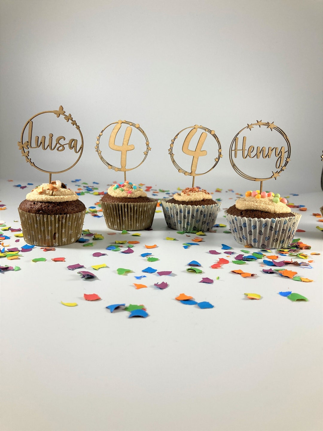 Wooden Cupcake Topper Muffin Children's Birthday Table Etsy