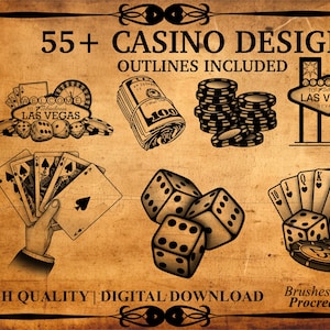 115+ znaczków Casino Procreate ze szablonem | Znaczki hazardowe | Znaczki Vegas