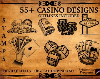 Sellos de casino para Procreate / Juego de pinceles para juegos de azar (descarga digital)