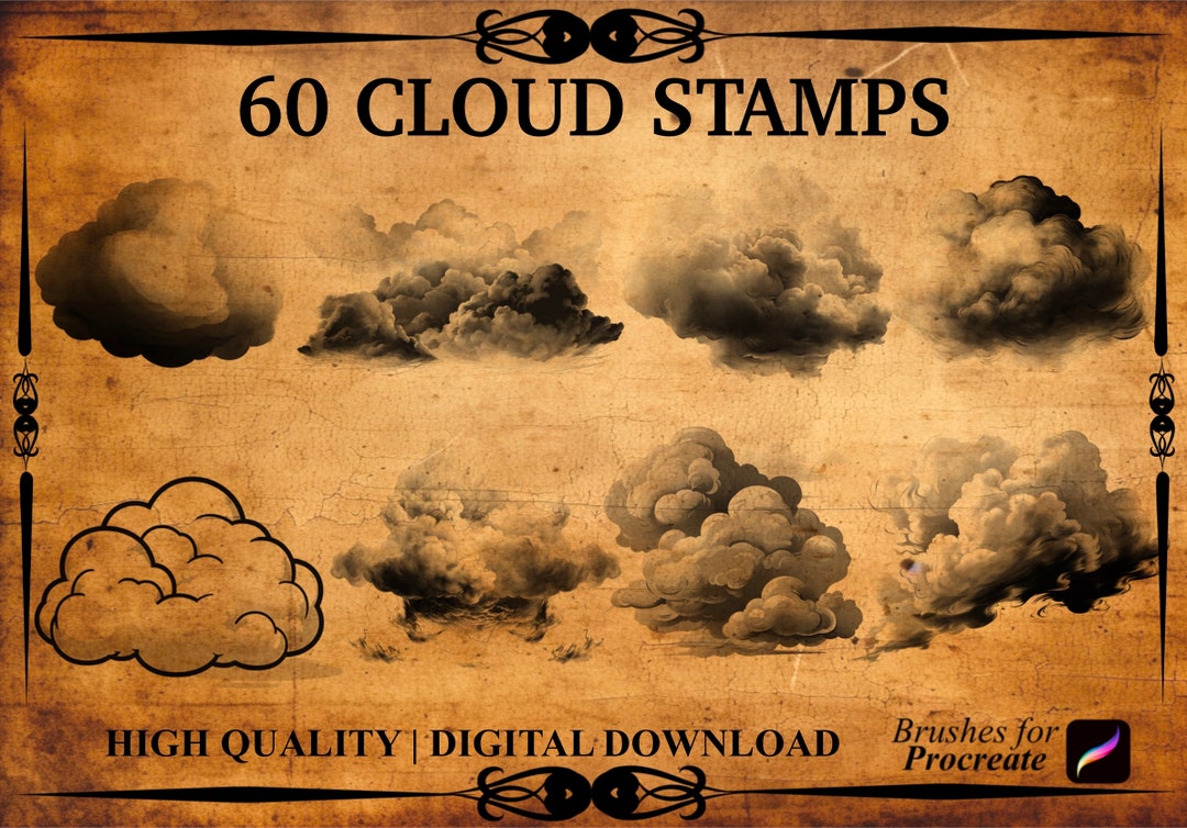 60 Cloud Procreate Brush Stamps - Etsy