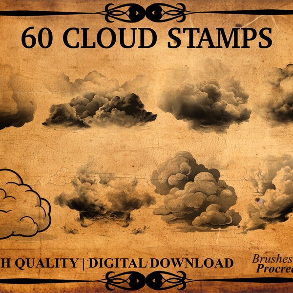 60 Cloud Procreate Brush Stamps