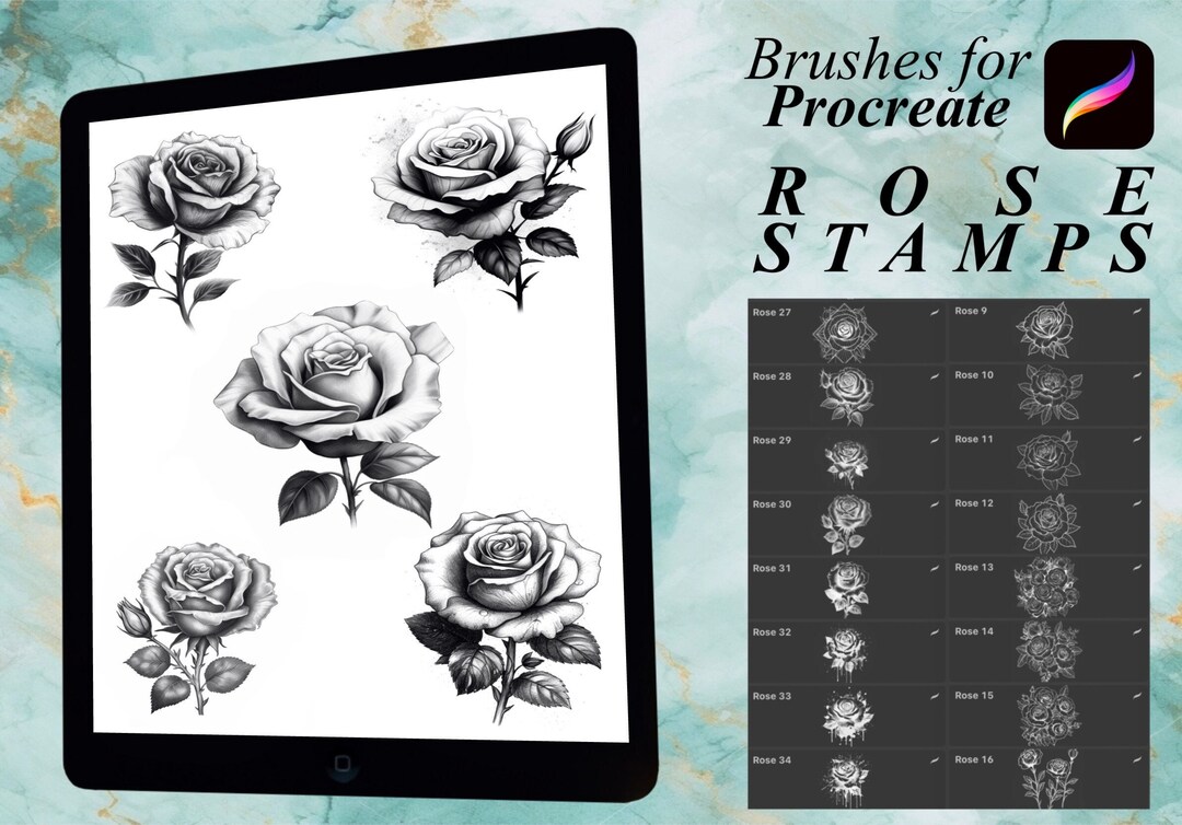 65+ Rose Tattoo Stamps for Procreate (digital Download) - Etsy