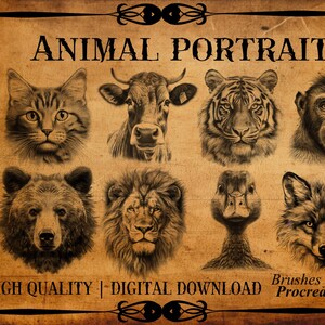 200+ Animal Portrait Procreate Brush Set