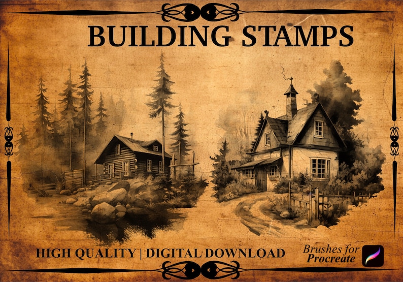 60+ Building Procreate Brush Stamps | Infrastructure | Architecture - Etsy