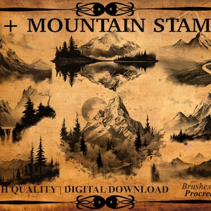 55+ Mountain Procreate Brush Stamps