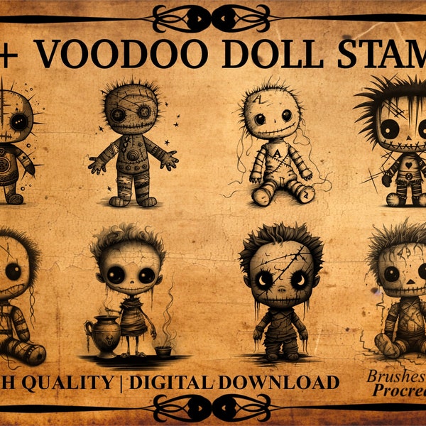 25+ Voodoo Doll Procreate Brush Stamps