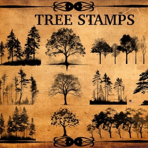 45 Tree Silhouette Procreate Brush Stamps