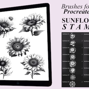 60+ Digital Sunflower Stamps for Procreate