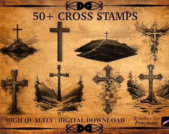 50+ Cross Procreate Brush Stamps