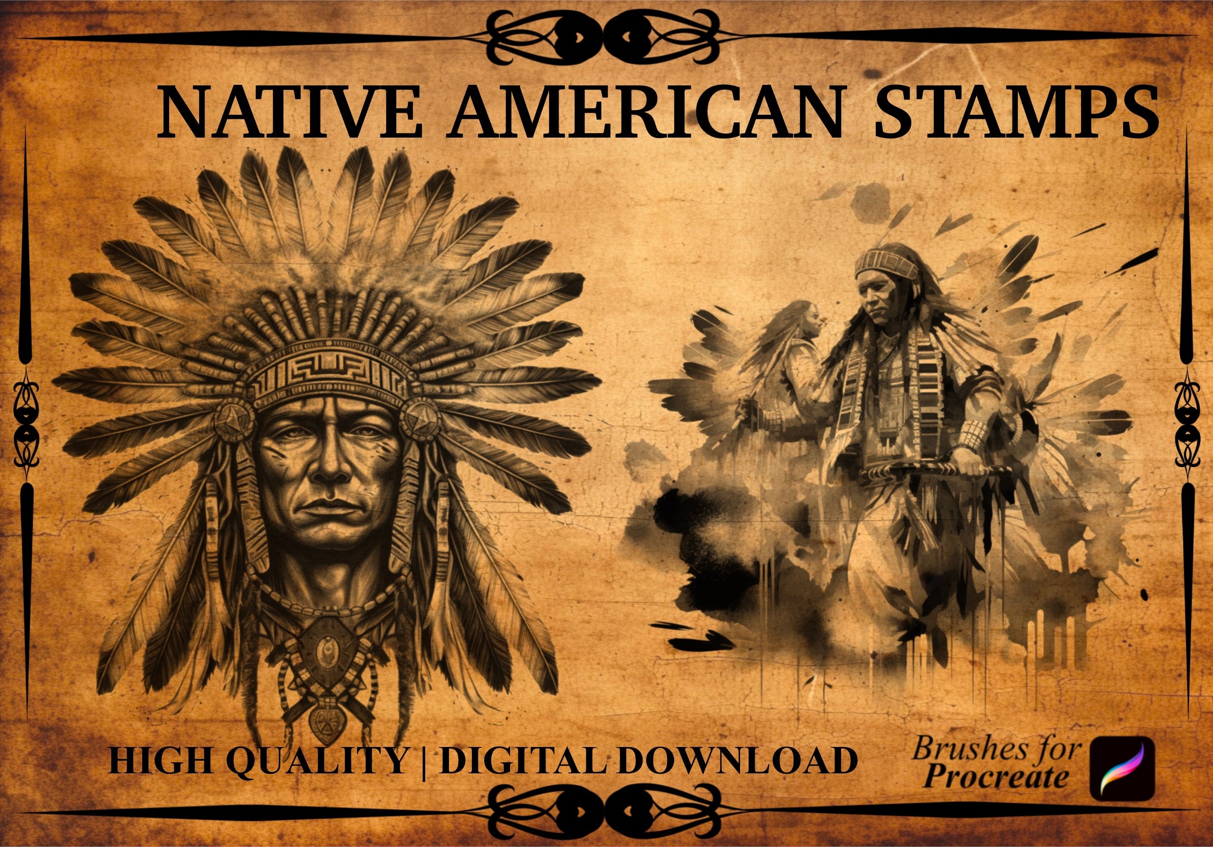 Native File Stamp 55 Native American Procreate Brush Stamps - Etsy