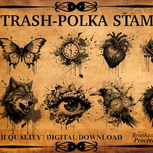 65+ Trash Polka Procreate Stamps / Trash Polka / Procreate Brushes / Trash Polka Tattoo