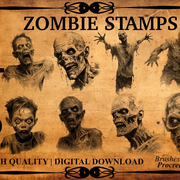 45 Zombie Procreate Brush Stamps
