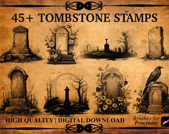 45+ Tombstone Procreate Brush Stamps