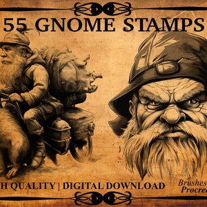 55 Gnome Procreate Stamp Set - Etsy
