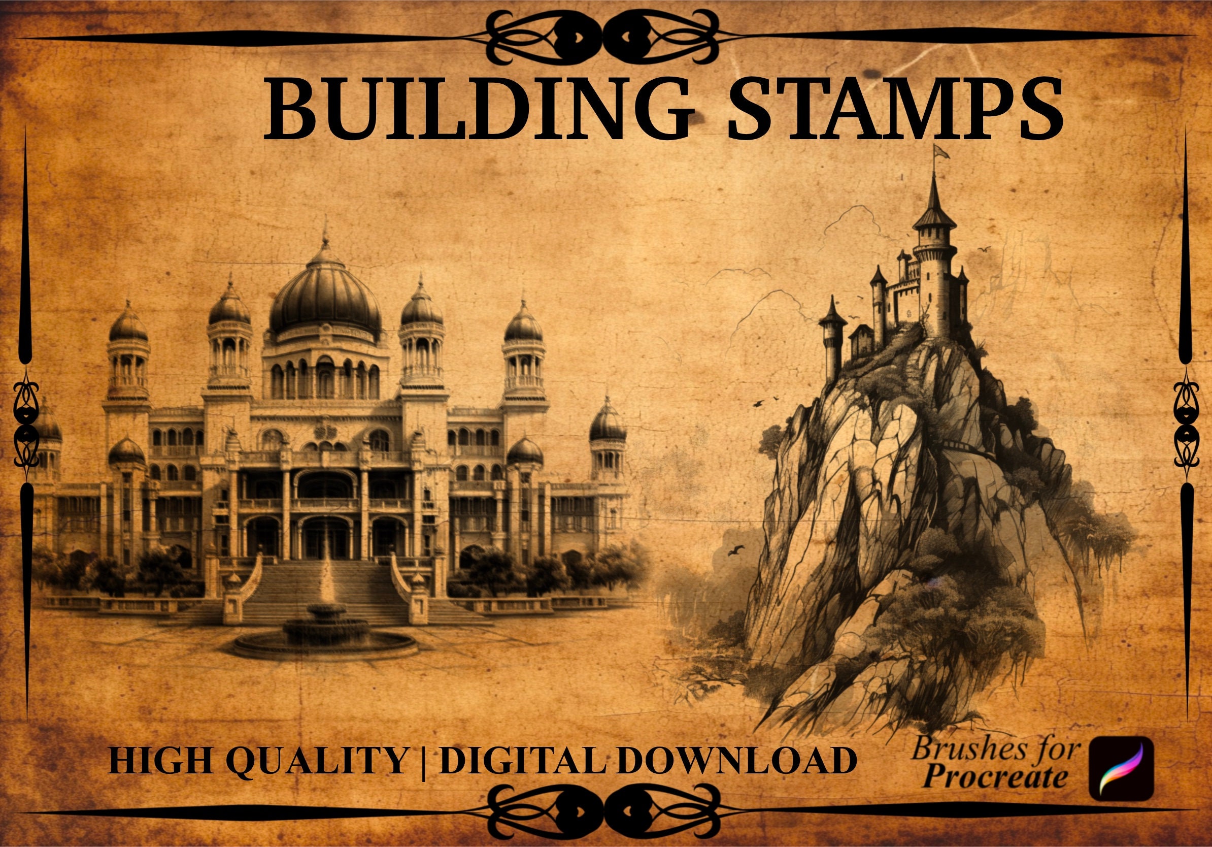 60+ Building Procreate Brush Stamps | Infrastructure | Architecture - Etsy