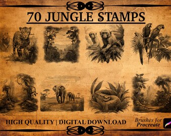 70 Jungle Procreate Stamps