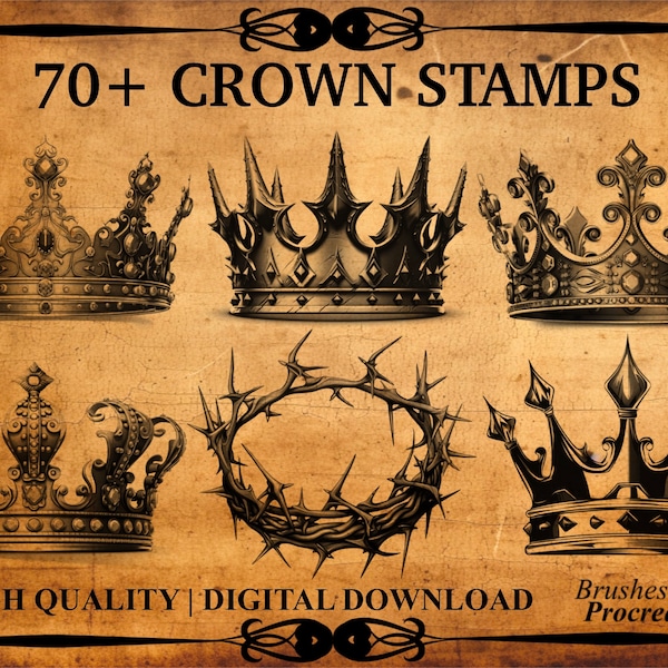 70+ Crown Procreate Brush Stamp Set