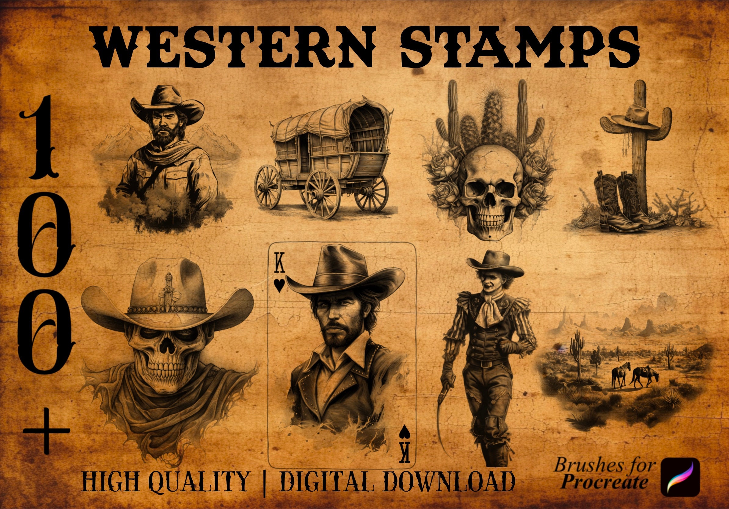 Wild West Stamp Set, Cowboy Stamps, Western Stamps, Wild West