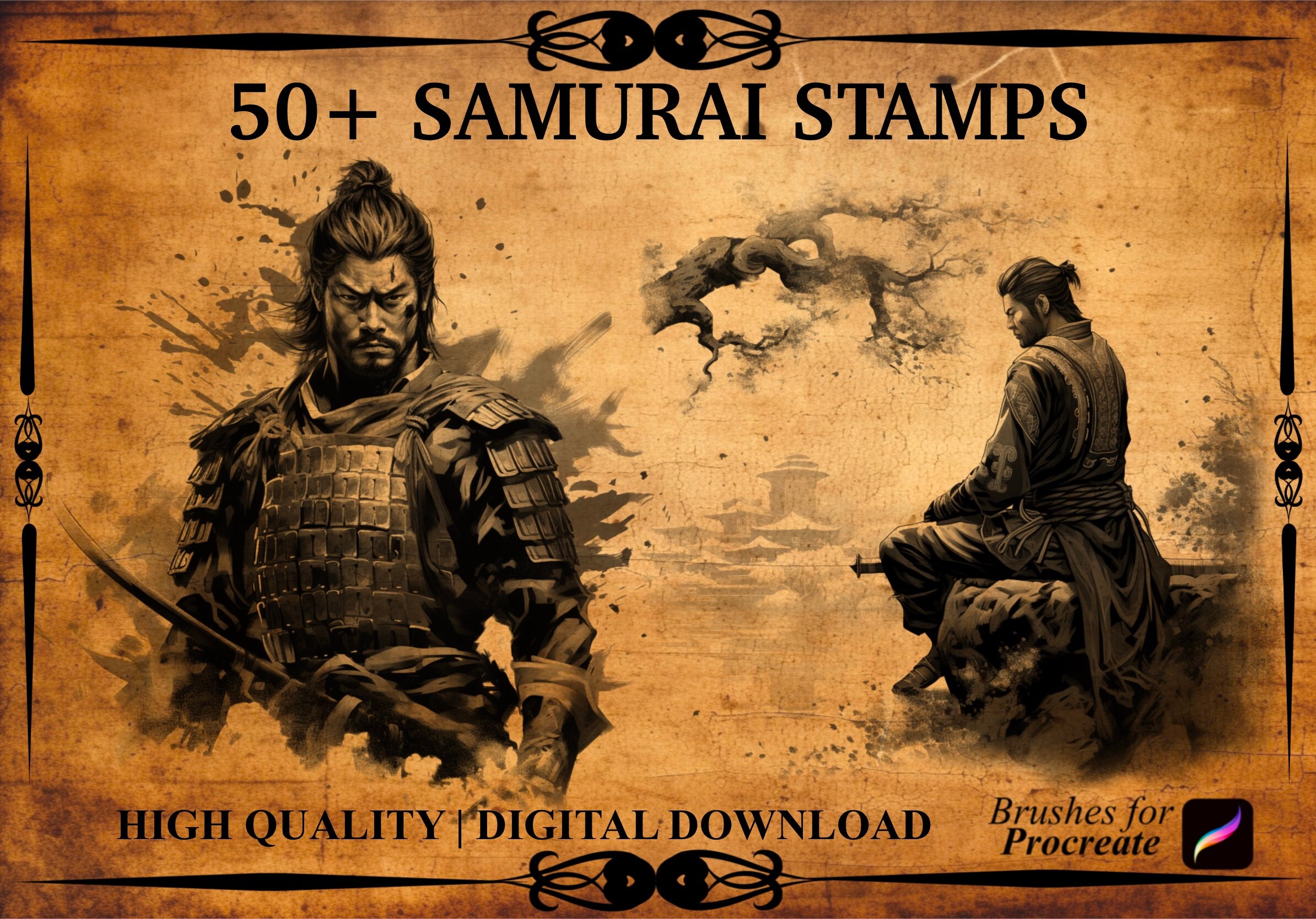 50+ Samurai Procreate Brush Stamps - Etsy