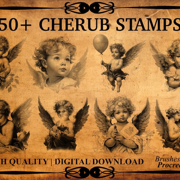 50+ Cherub Procreate Brush Stamps