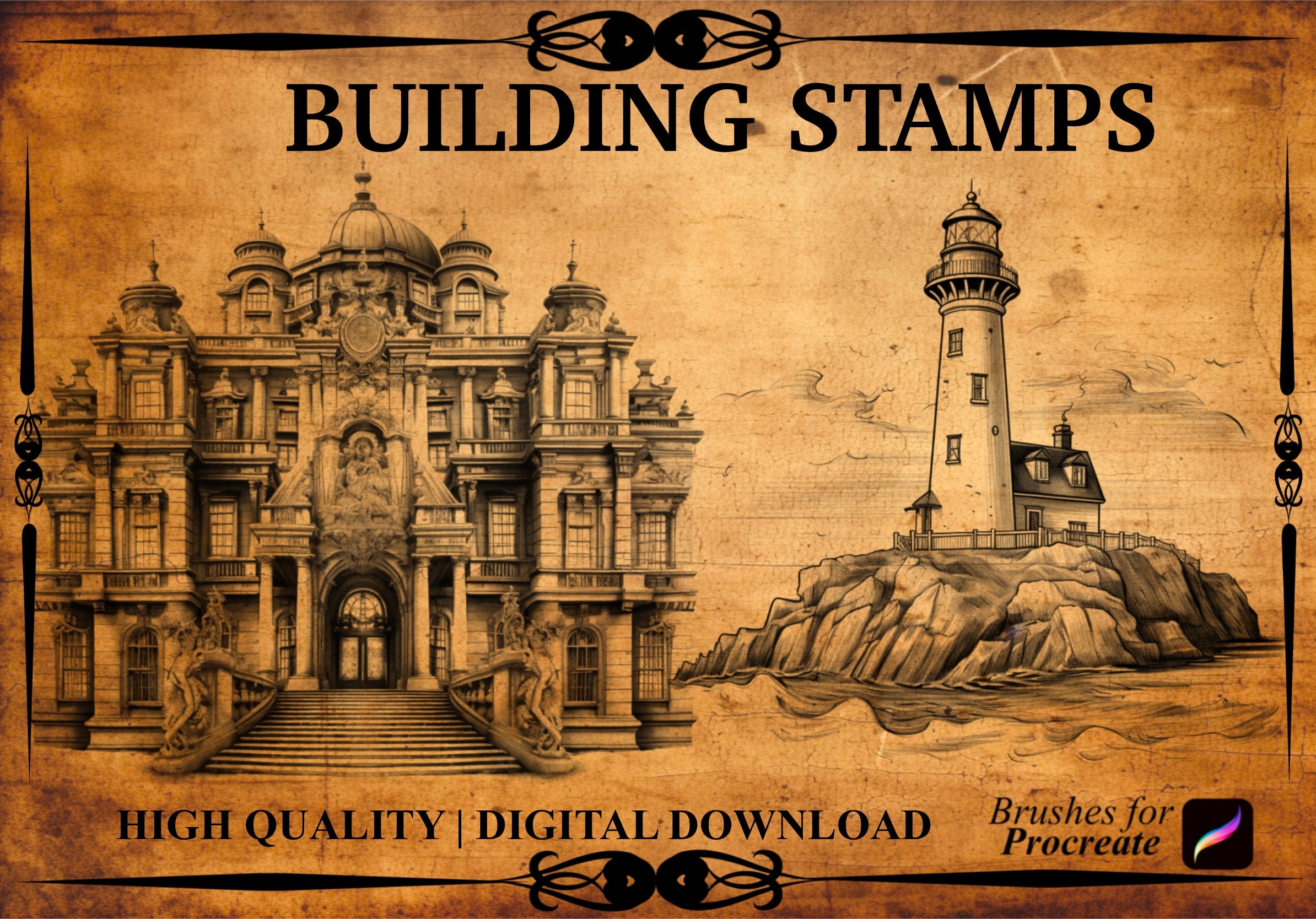 60+ Building Procreate Brush Stamps | Infrastructure | Architecture - Etsy