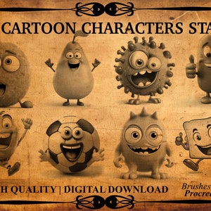 35+ Cartoon Character Procreate Brush Stamps