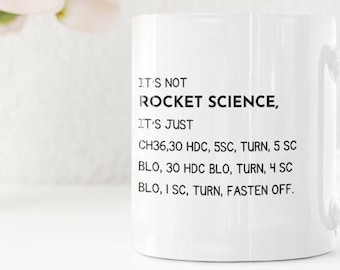 Rocket Science Crochet Mug | Crochet Pattern Gift | Funny Yarn Knitting Crafter