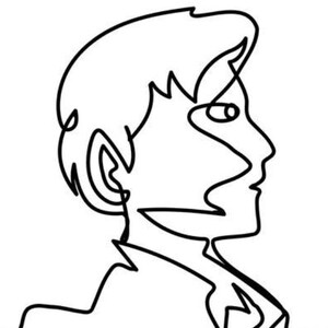 Young man profile head continuous line style illustration