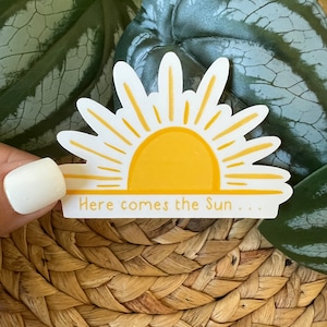 Here Comes the Sun Sunshine Sticker | Laptop Sticker | Water Bottle Sticker | Hydro Flask Sticker | Window Decal | Waterproof Sticker | Boho