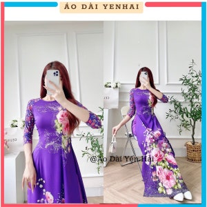 Floral Silk Ao Dai: Vietnamese Traditional Dress, Handmade Design