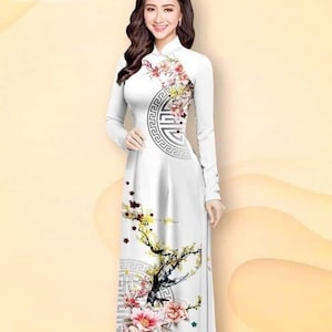 Full color Vietnamese Ao dai,Áo dài 3d hoa tiet   , Ao Dai for Women, Ao dai wedding Viet Namese