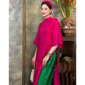 Pre-make Vietnamese traditionele ao dai cach tân xưa dáng xuông, Vietnamese ao dai voor vrouwen, ao dai voor vrouwen, ao dai Vietnam
