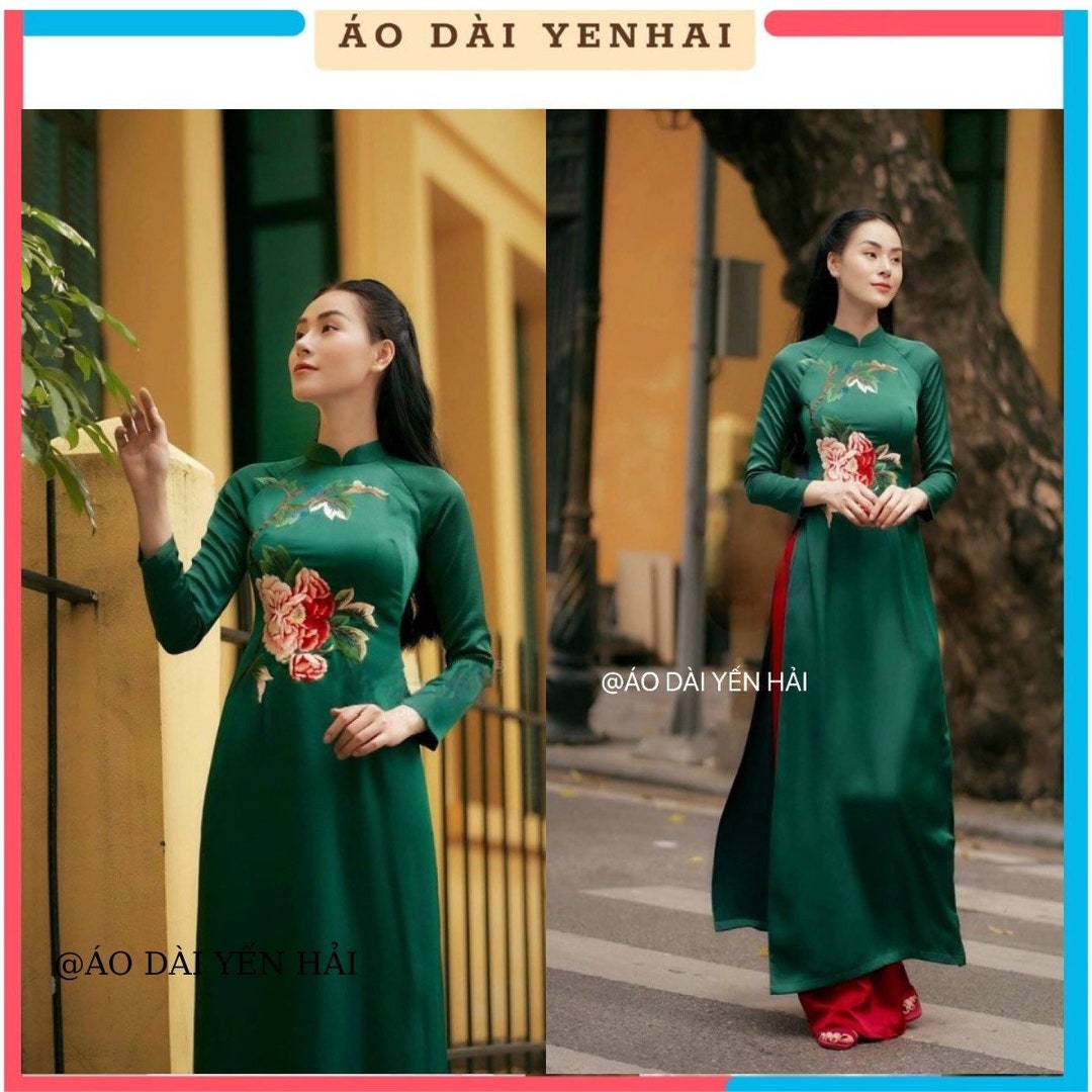 Vietnamese Ao Dai Green ,Áo Dài Cach Tan, Áo Dài Xanh Rêu Thiết Kế Hoa Thêu , Ao Dai for Women, Ao Dai Wedding Viet Namese - Etsy Vietnamese Ao Dai Green ,Áo Dài Cach Tan, Áo Dài Xanh Rêu Thiết Kế Hoa Thêu , Ao Dai for Women, Ao Dai Wedding Viet Namese - Etsy