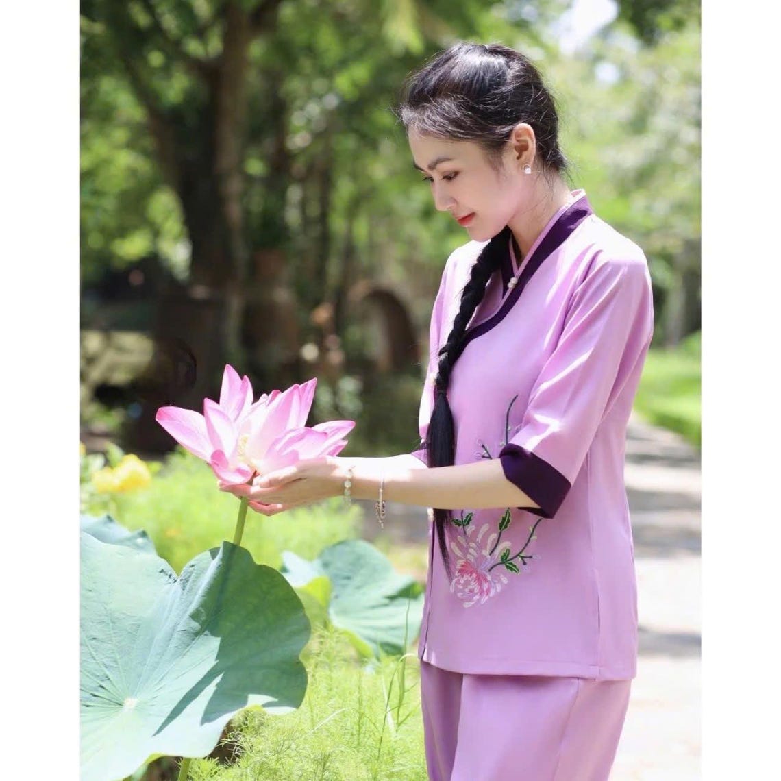 Embroidered Silk Áo Dài Bà Ba Set - Traditional Vietnamese Outfit ...