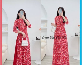 Vietnamese Ao dai truyen thong red,Áo dài lụa voan cao cấp , Ao Dai for Women, Ao dai wedding Viet Namese