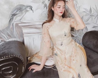 Ao dai vietnamita, Áo dài truyền thống chất, ao dai cach tan, Ao Dai para mujeres, Ao dai boda vietnamita