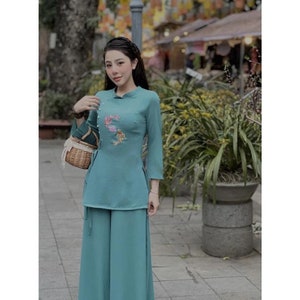 Áo dài bà ba (bộ đồ đi theu chùa sen) ,Áo dài truyền thống ,ao dai cach tan , Ao Dai for Women, Ao dai wedding ,Ao dai Vietnamese