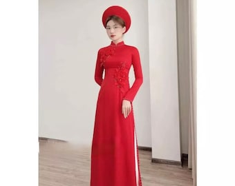 Ao dai vietnamien ,Áo dài cuoi do cao cấp , Ao dai pour femmes, Ao dai wedding Vietnamien,ao dai co dau