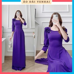 Purple Ao Dai Dress: Vietnamese Traditional Design, Phi Yen Silk