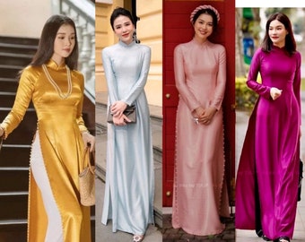 Vietnamese Ao dai dress silk,Áo dài 3d hoa tiet,ao dai gam tron , Ao Dai for Women, Ao dai wedding Viet Namese,ao dai truyen thong