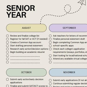SENIOR YEAR Timeline and Checklist Worksheet