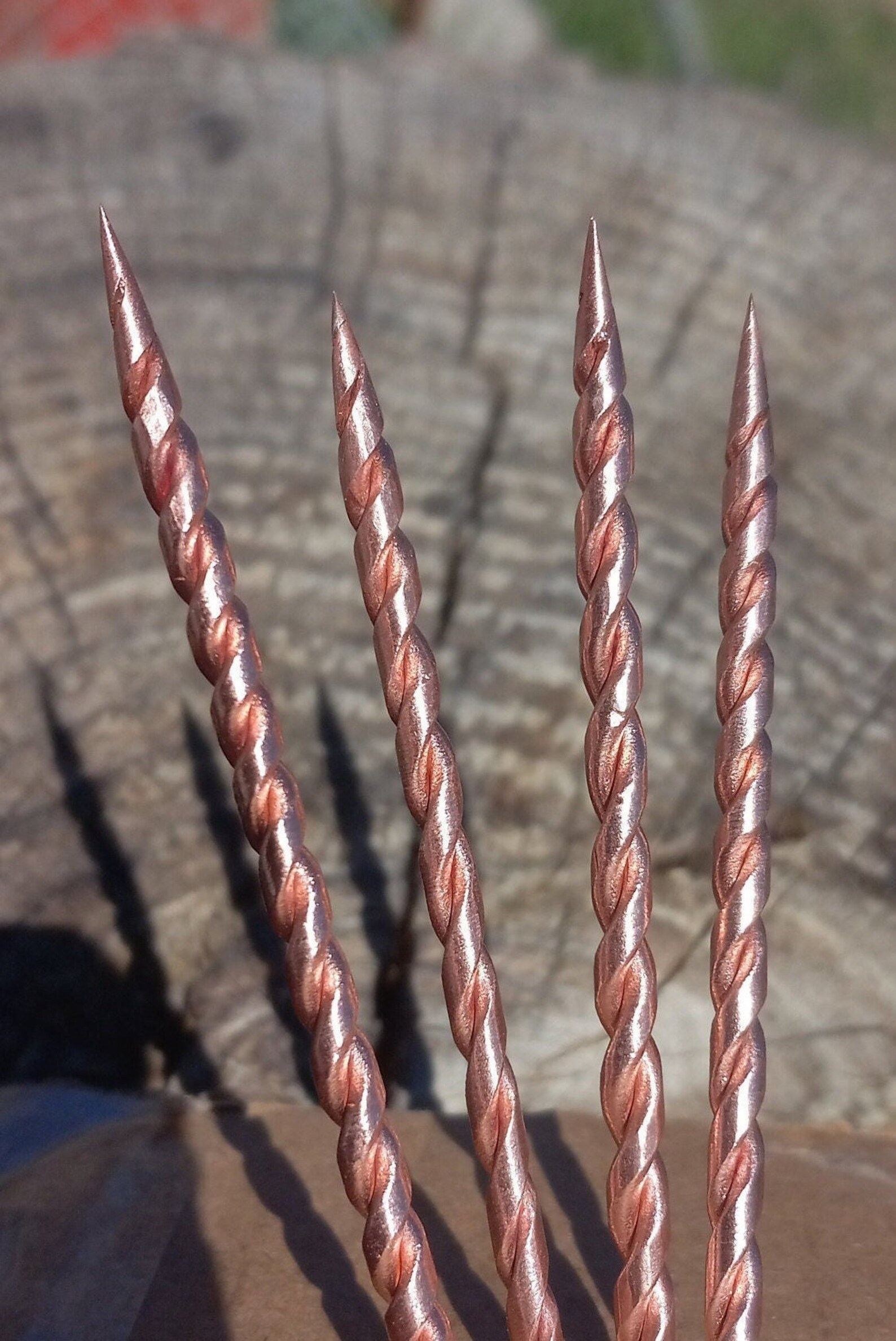 2 Cowboy Toothpicks, Handmade Twisted Copper Hat Pick and Hat Accessory