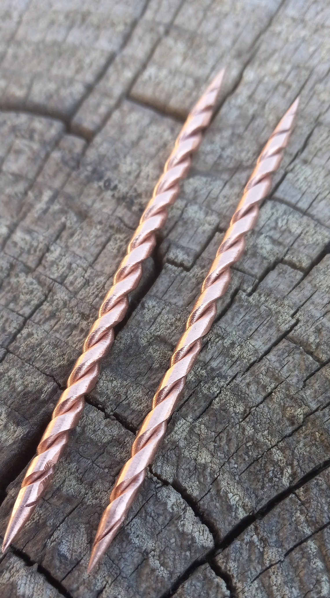 2 Cowboy Toothpicks, Handmade Twisted Copper Hat Pick and Hat Accessory