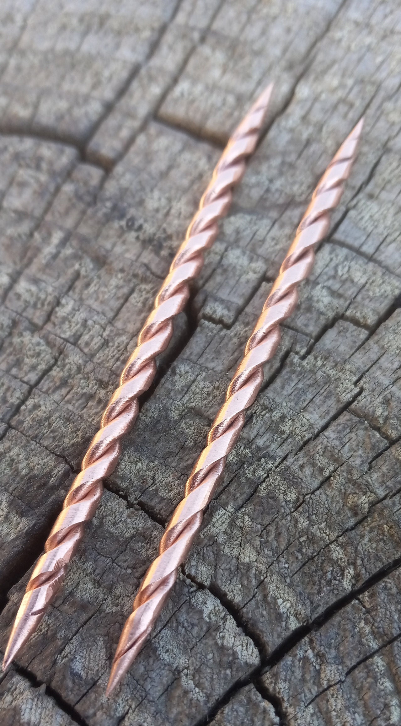 2 Cowboy Toothpicks, Handmade Twisted Copper Hat Pick and 