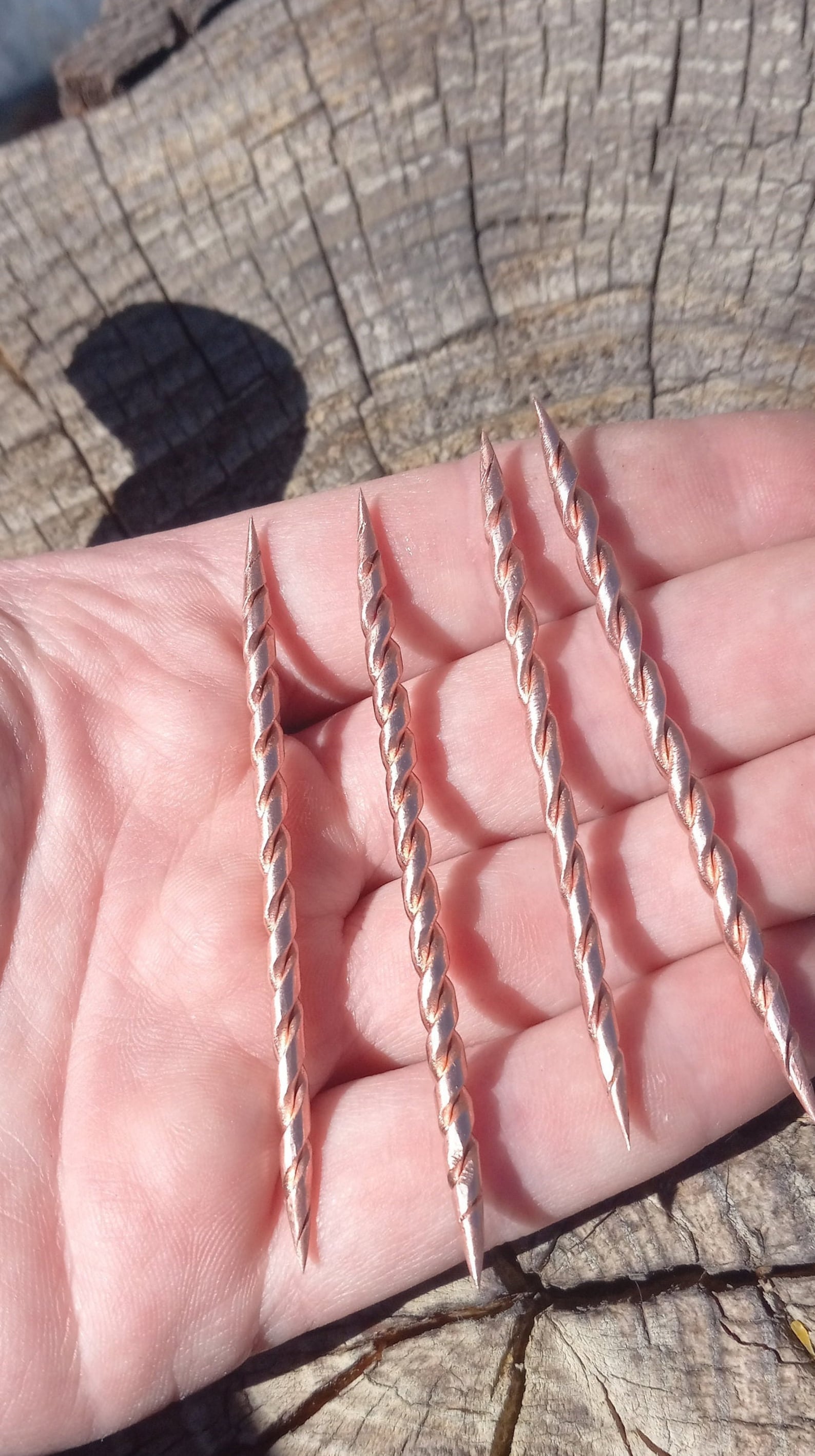 2 Cowboy Toothpicks, Handmade Twisted Copper Hat Pick and Hat Accessory