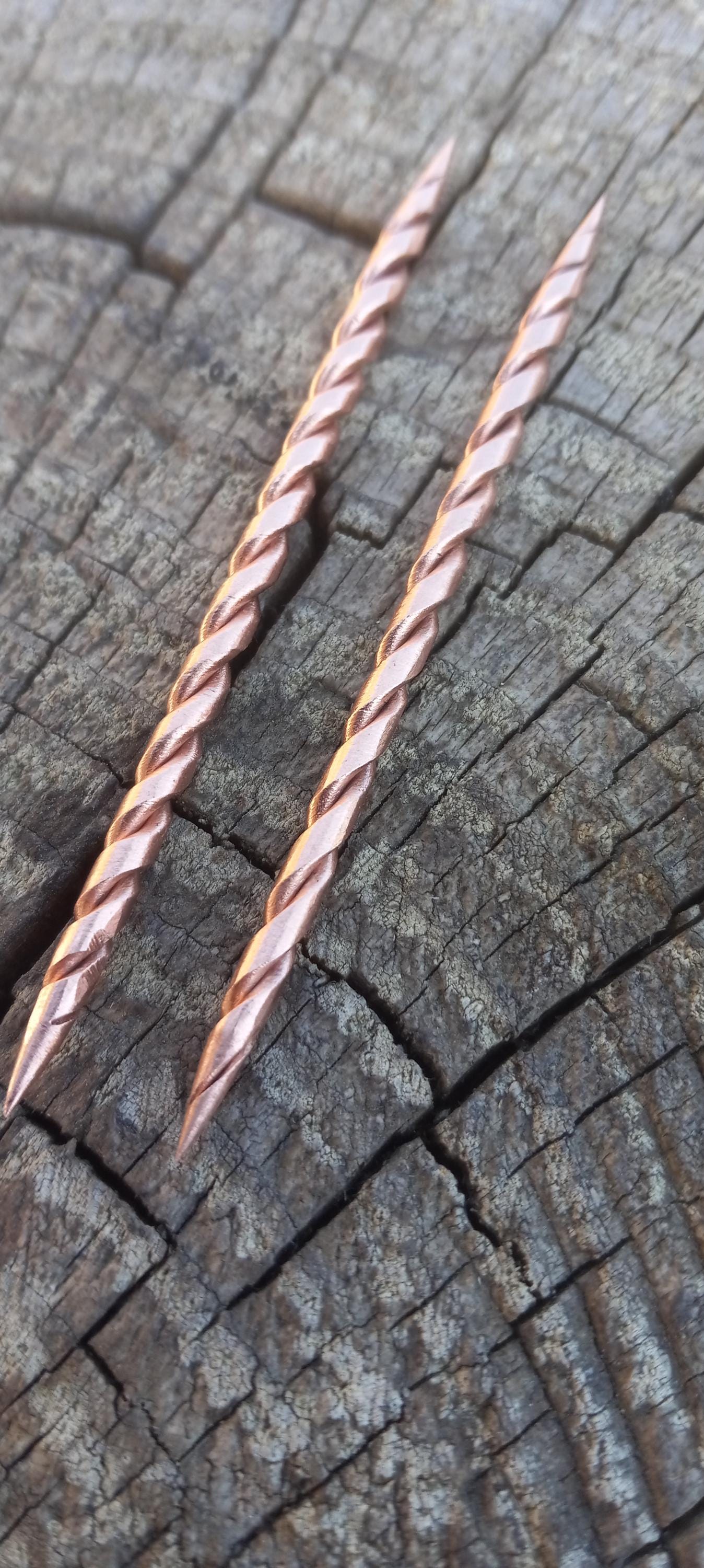 1 Cowboy Toothpicks, Handmade Twisted Copper Hat Pick and 