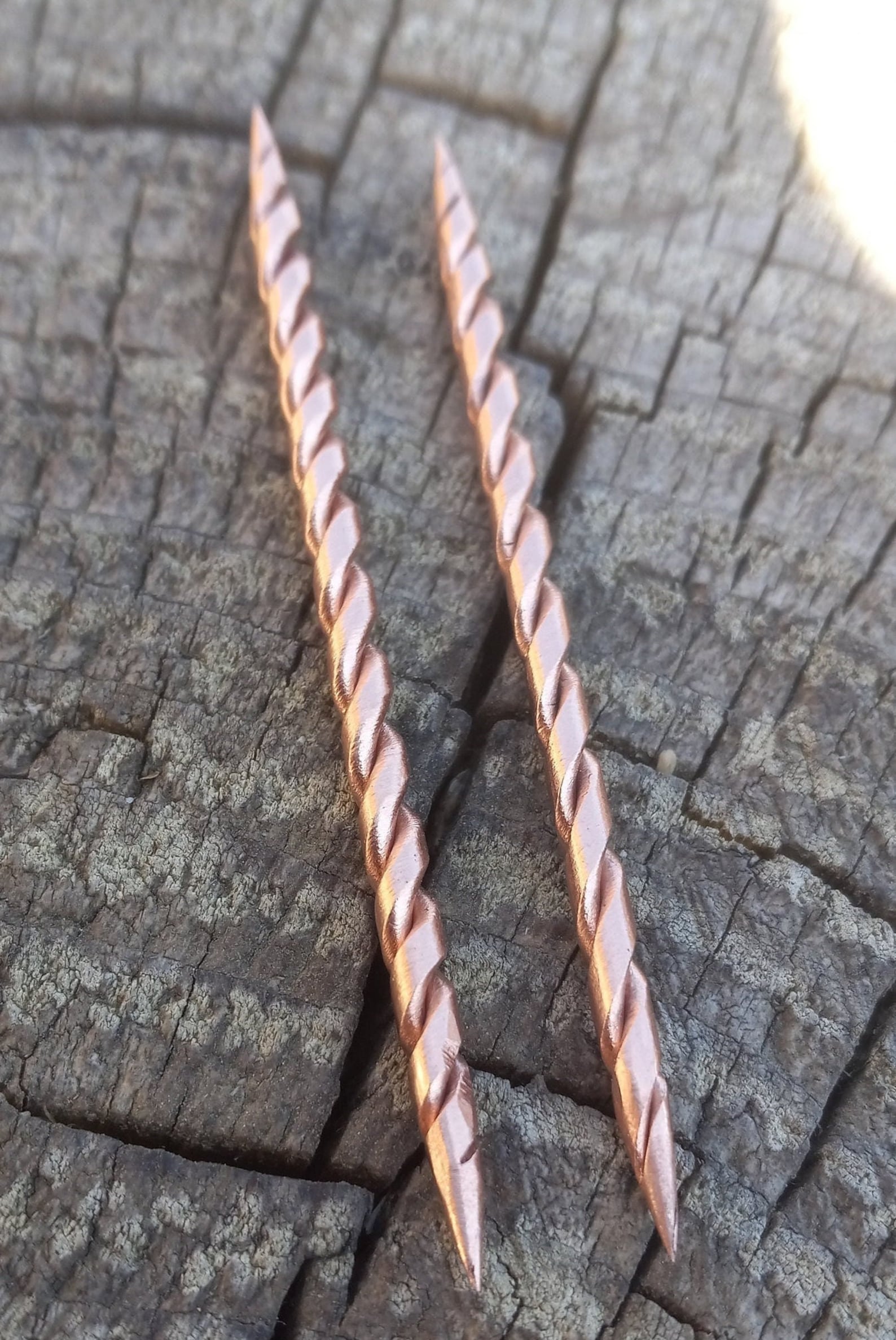 2 Cowboy Toothpicks, Handmade Twisted Copper Hat Pick and Hat Accessory