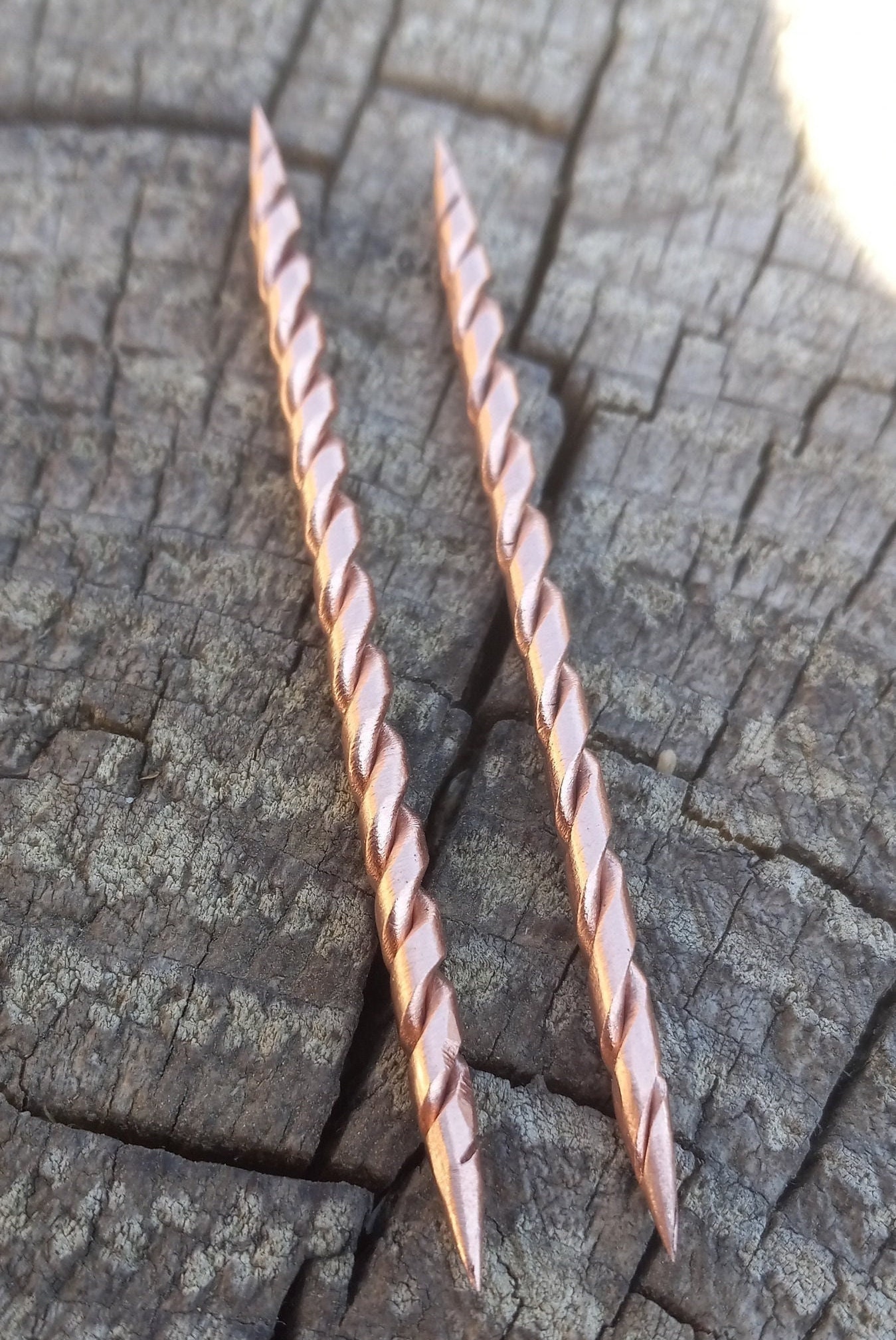 2 Cowboy Toothpicks, Handmade Twisted Copper Hat Pick and Hat Accessory