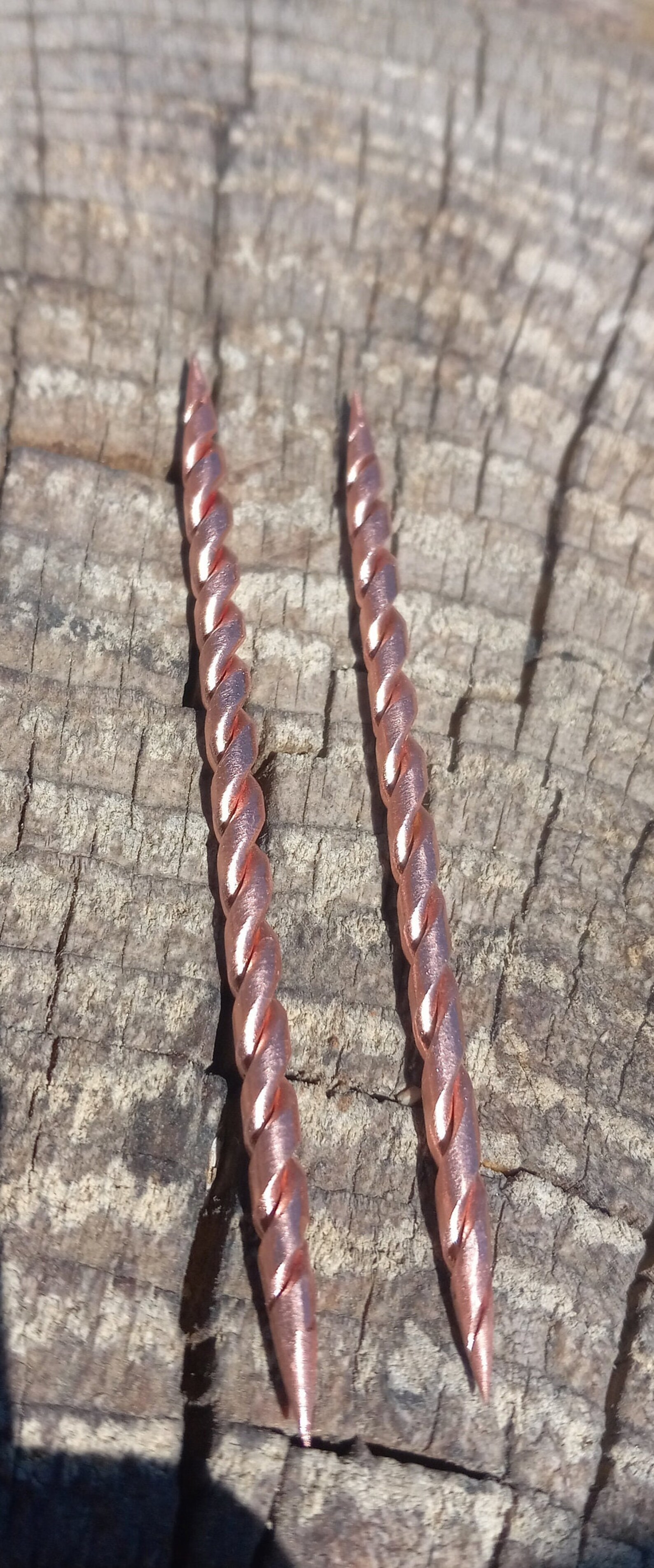 2 Cowboy Toothpicks, Handmade Twisted Copper Hat Pick and Hat Accessory